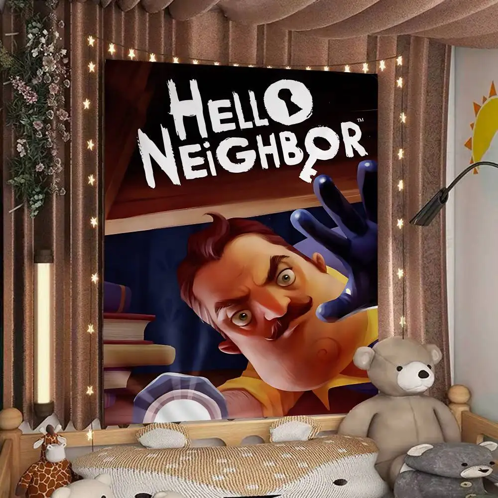 لعبة رعب شعبية مرحبا N-الجيران الكرتون نسيج الفن الخيال العلمي غرفة ديكور المنزل الجدار الشنق ديكور المنزل #2