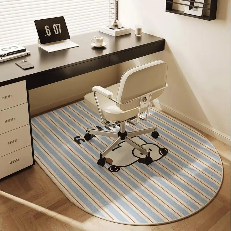 VIKAMA Bedroom Carpet Anti-Slip Study Computer Chair Ring Velvet Floor Mat, Children's Room Study Desk Footrug Home Decoration