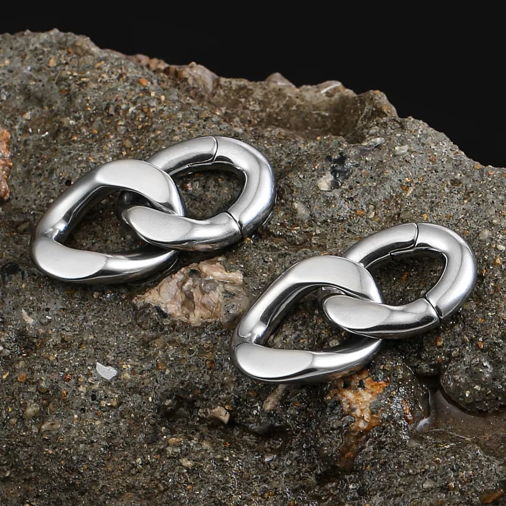 Casvort 2 Stück 316L Edelstahl Coole Ketten-Ohrgewichte Hänger Expander Piercing Damen Herren Körperschmuck 6mm 2G Punk – Detail 7