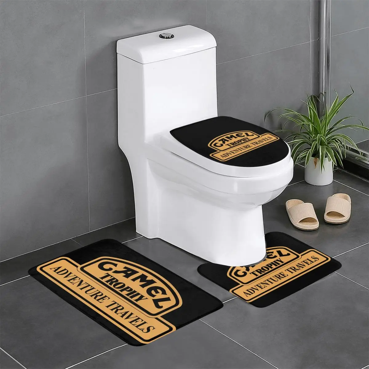 Custom [Camel Trophy 3 Pieces Bathroom Rugs Absorbent Non-Slip Toilet Bath Mat Sets