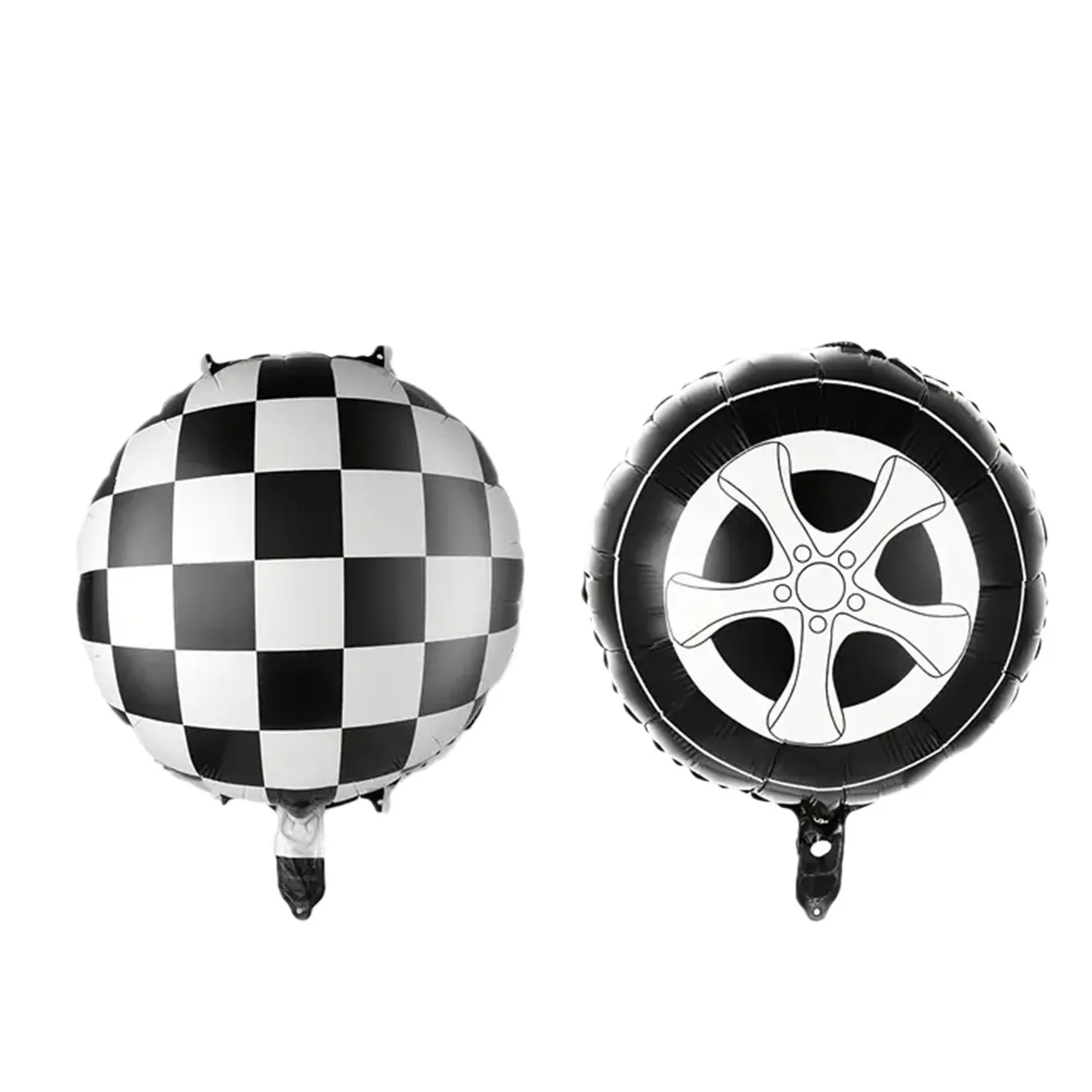 12 Stück/Set 18 Zoll Rennreifen Schwarz-Weiß Karierte Folienballons Rennsport Geburtstagsparty-Zubehör für Jungen Rennwettbewerb – Detail 8