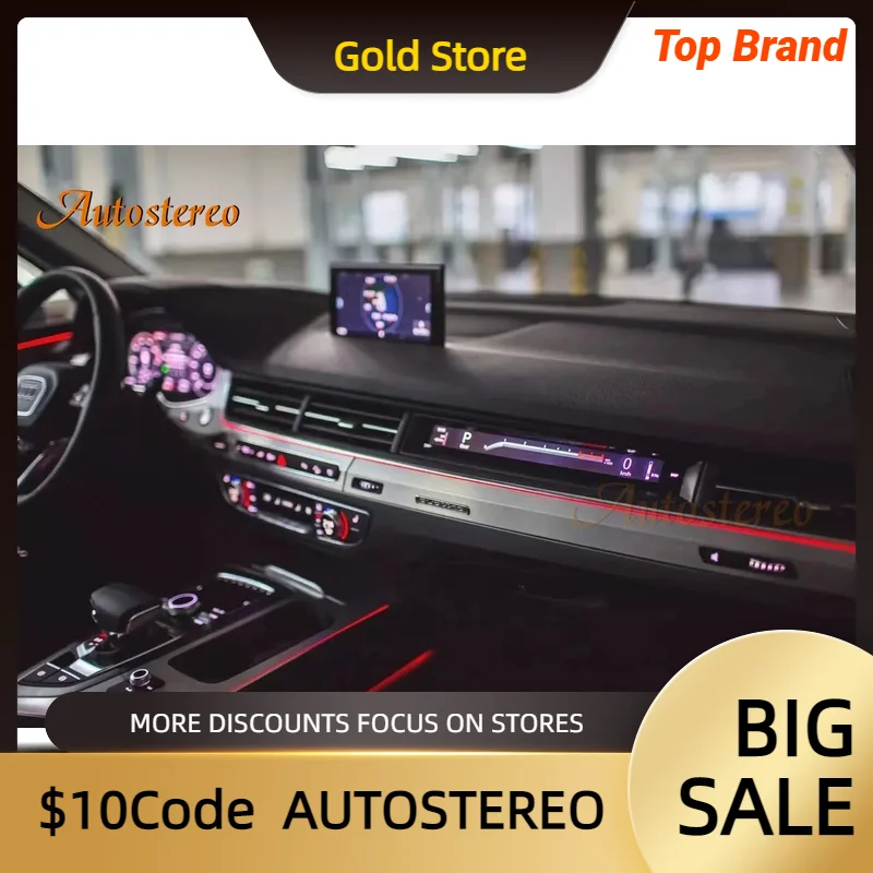 Car Atmosphere Light Instrument Dashboard For Audi A6 Q7 2015-2019 LED Screen Copilot Display Multimedia HeadUnit GPS Navigation