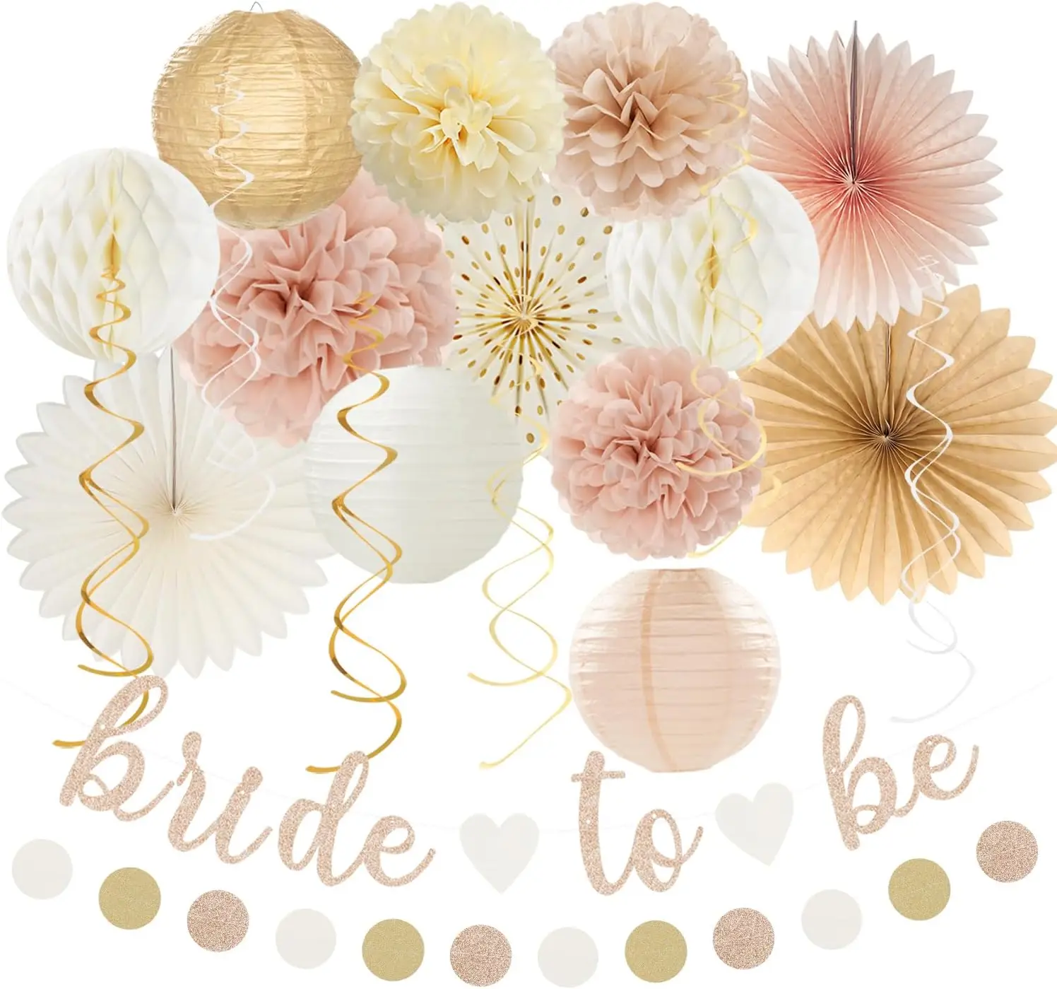 

Champagne Gold Beige Boho Bachelorette Party Decorations Kit 21pcs