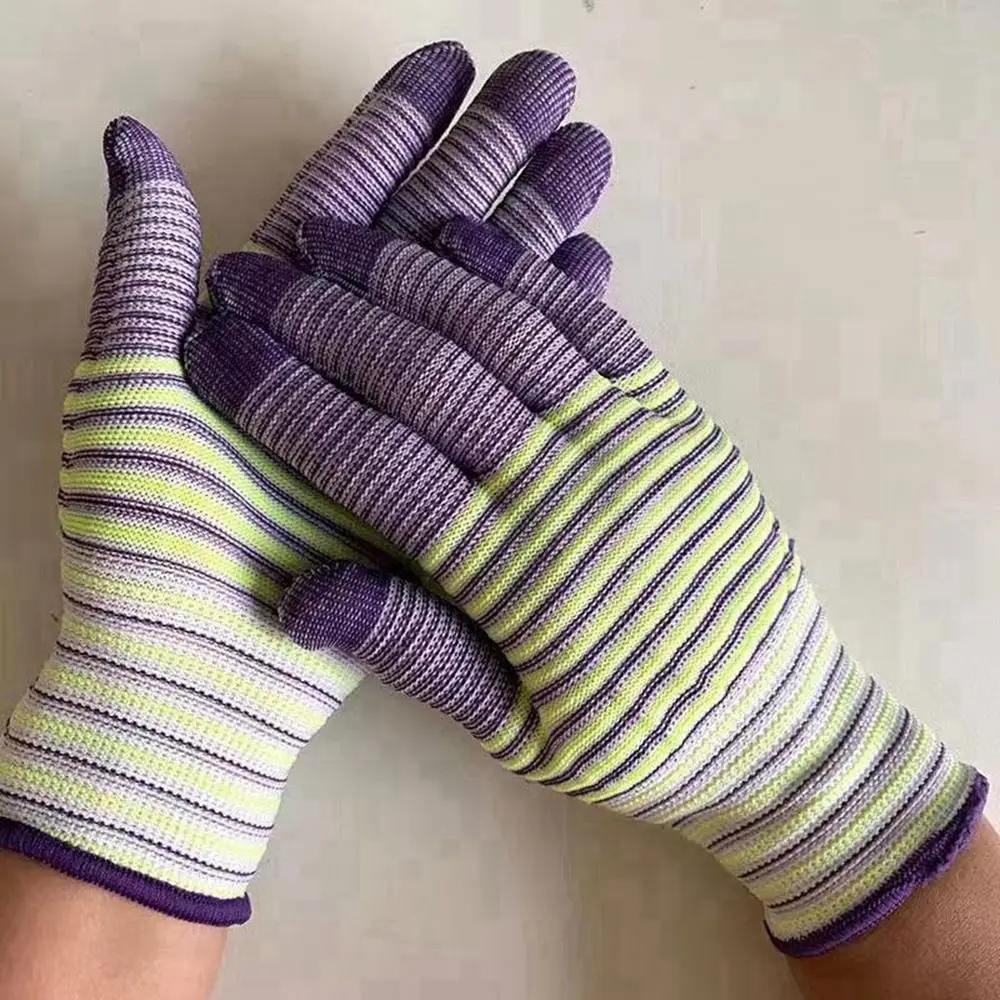 1 Pair Wearable Nylon Work Gloves Non-slip Breathable Industrial Gloves Anti-Static Wear-resistant Weeding