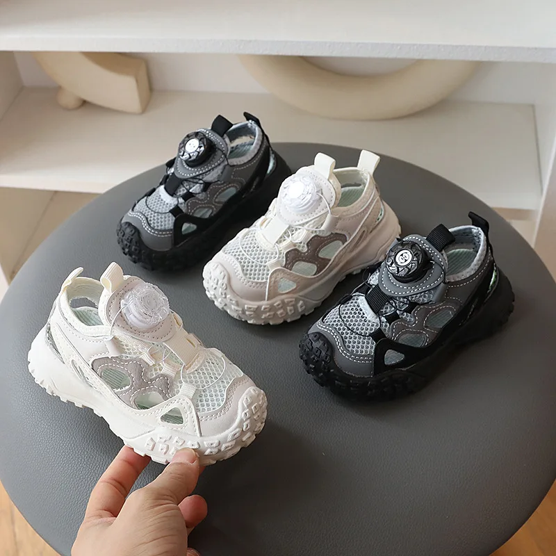 Children's Breathable Mesh Sandals Boys Girls Twist Buckle Hiking Shoes Student Outdoor Sports Sandals Kids Durable Shoes H75-35