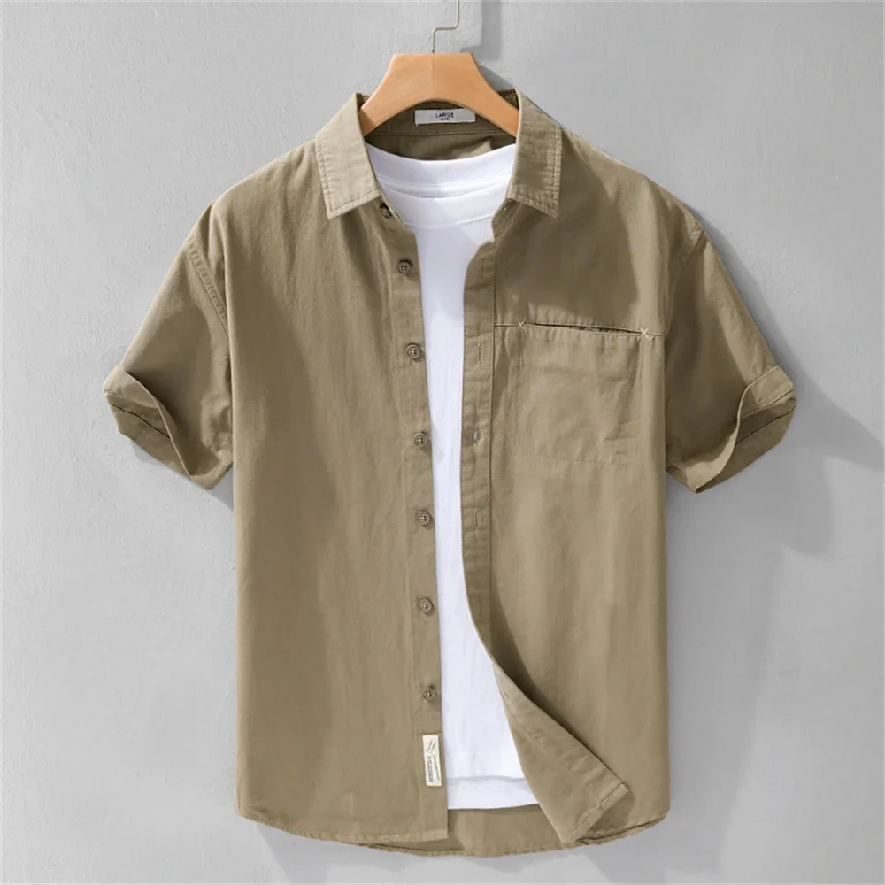 

Summer mens short sleeve shirts cotton comfortable simple men's fashion clothing Young men Tops business casual plain shirt