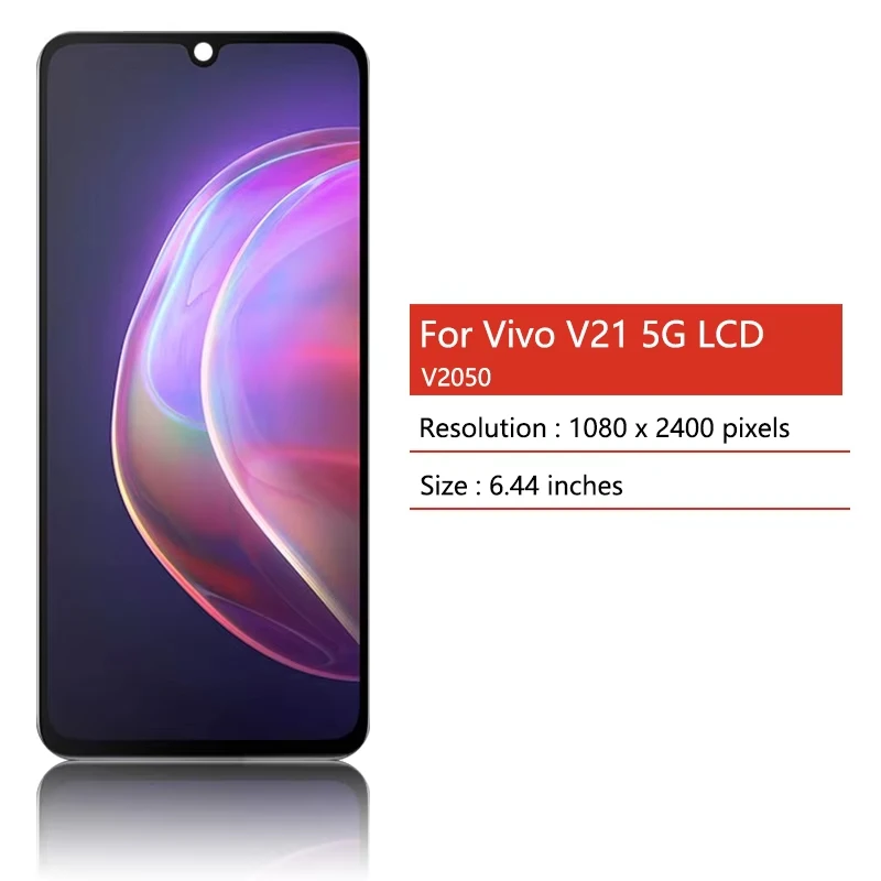 Super AMOLED V21 5G Display Screen For Vivo V21 5G LCD V2050 Display Touch  Screen Digitizer Assembly Replacement