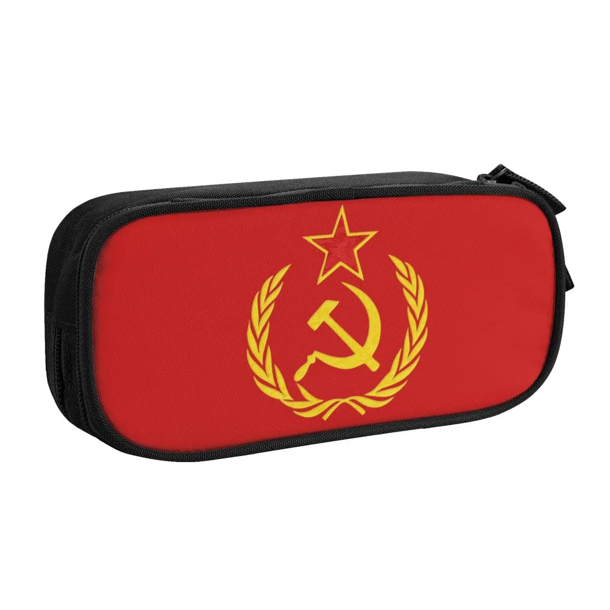 Custom USSR Hammer And Sickle CCCP Russian Soviet Flag Pencil Case for Girl Boy Large Storage Pen Bag Box School Accessories