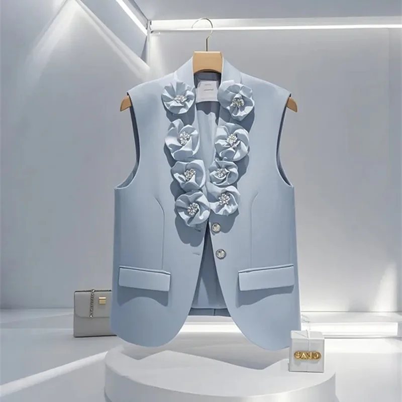 

Новинка 2025, модный костюм, жилет, женский жилет, свободный весенне-осенний корейский повседневный пиджак без рукавов, жилеты, пальто, женские топы