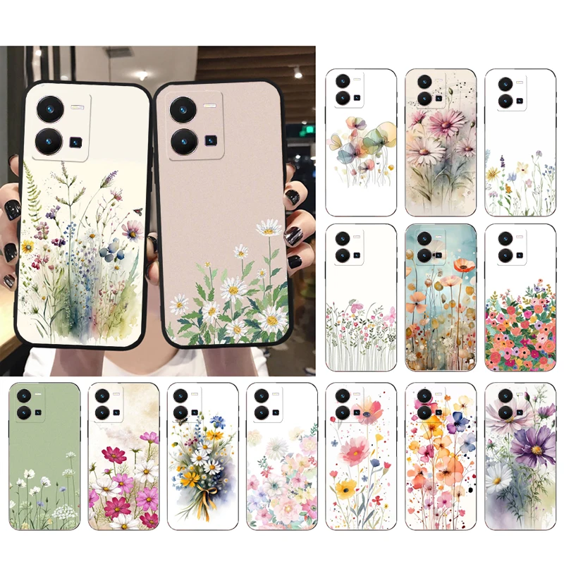 Wildflowers Phone Case For VIVO Y53S Y33S Y01 Y22S Y31 Y21 Y70 Y21S Y72 V21 V2023 V21E V20 SE iQOO Z8x X100 Pro