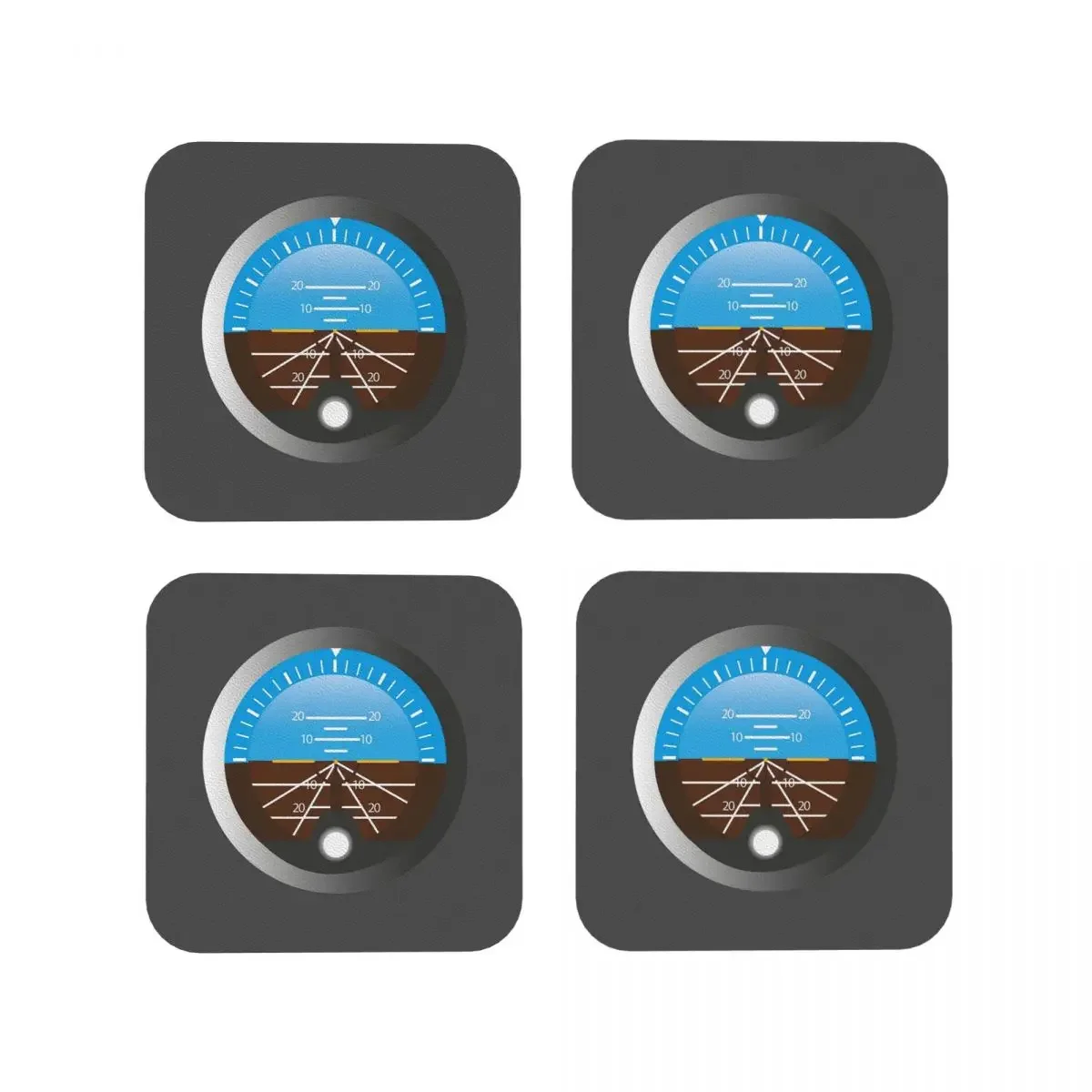 Airplane Pilot Attitude Gyro Cockpit Dial Coasters Coffee Mats Leather Placemats Mug Tableware Decoration & Accessories Pads