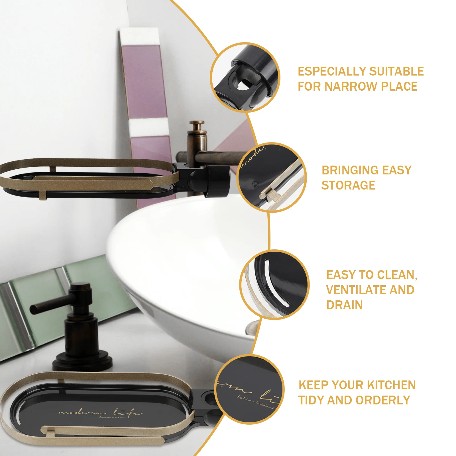 

Faucet Storage Rack Sink ganizing Kitchen Supplies Drainage Holder Shelf Sponge Shelf Shelves Rack Storage ganizer