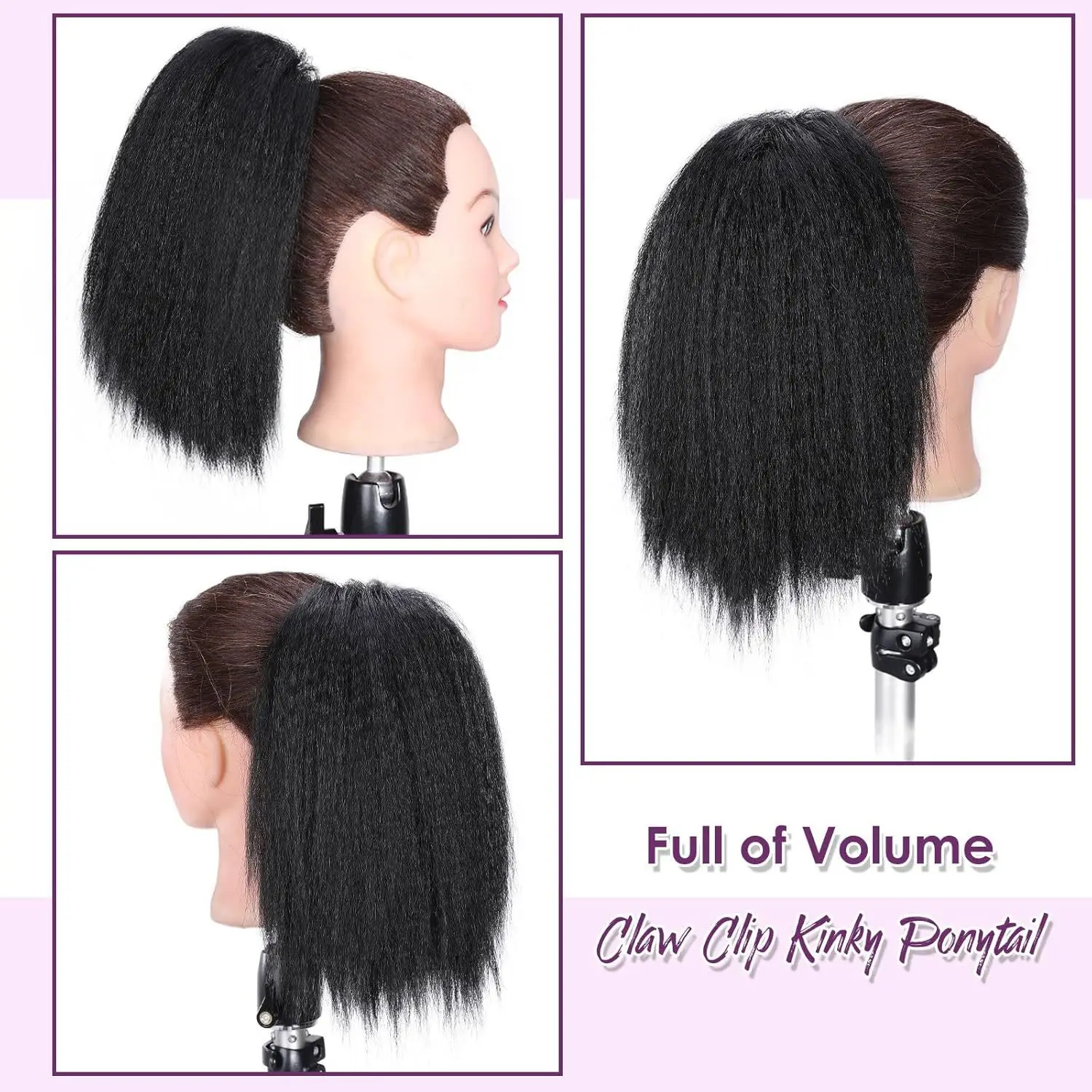 Cola de caballo afro YAKI Puff de 12-24" |   Pelo sintético Cornrow con clip |   Estilo africano natural, postizo largo esponjoso