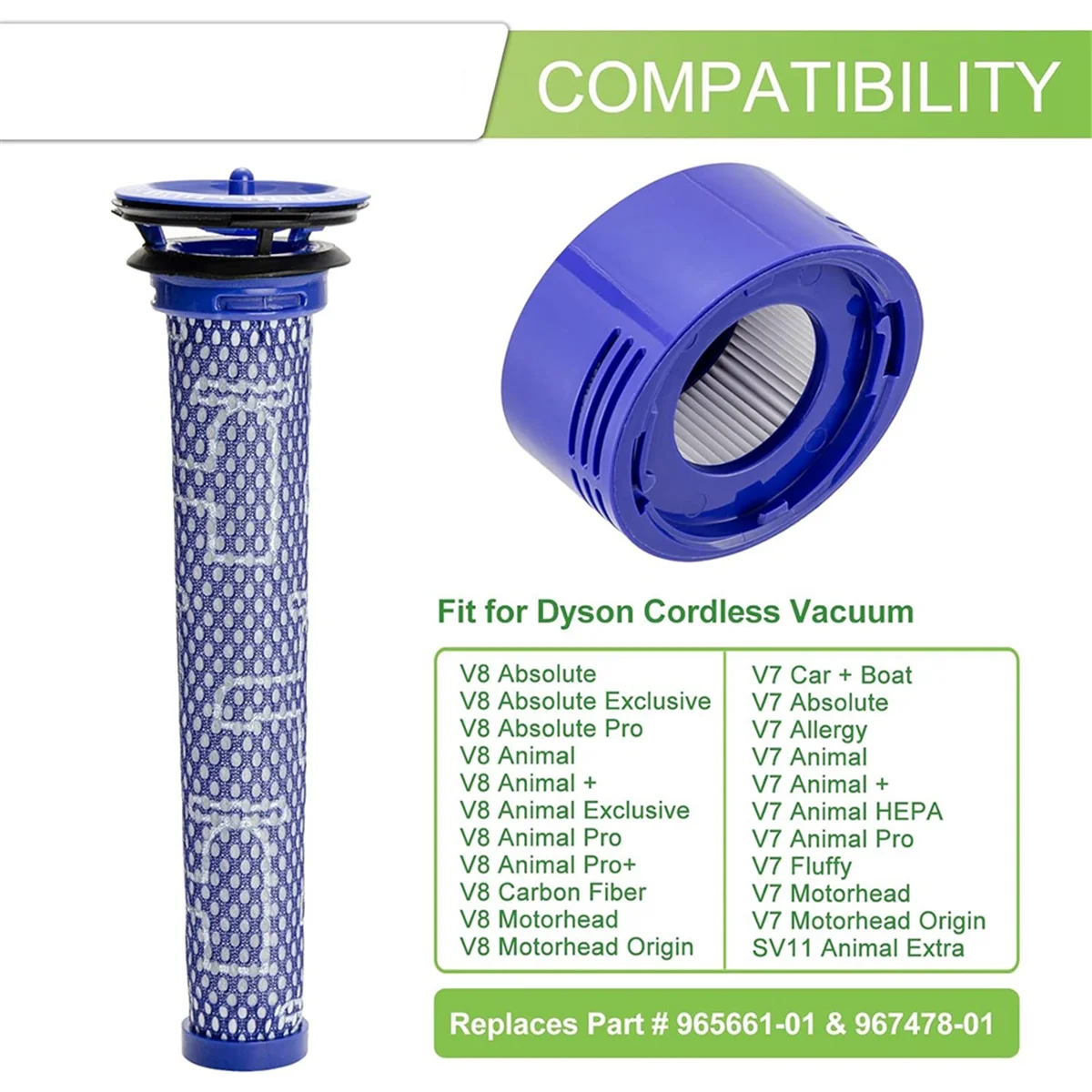 Ac66 para aspiradores de pó sem fio dyson v7 v8 substituição pré filtro e pós filtro hepa kit acessórios