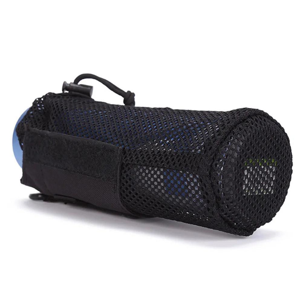 

Folding Water Bottle Bag Pouch 550Ml Portable Outdoor Hiking Camping Trekking Travel Holder Mesh Bottom Buckle Design Black
