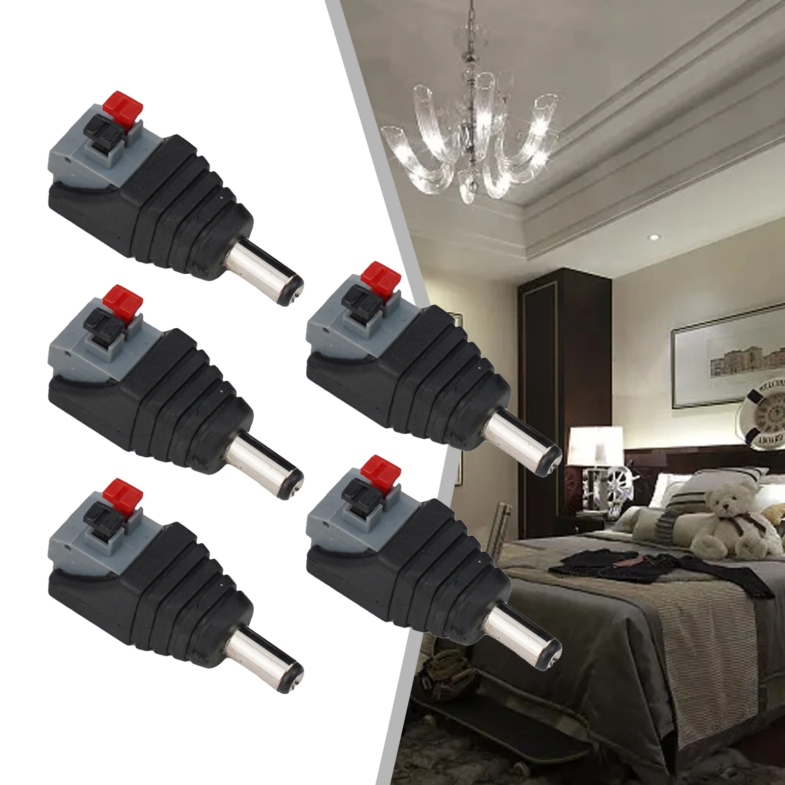 Stable and Reliable DC Male Female Wire Connector 5 5x2 1mm DC Power Plug Adapter No Screws for Easy Installation