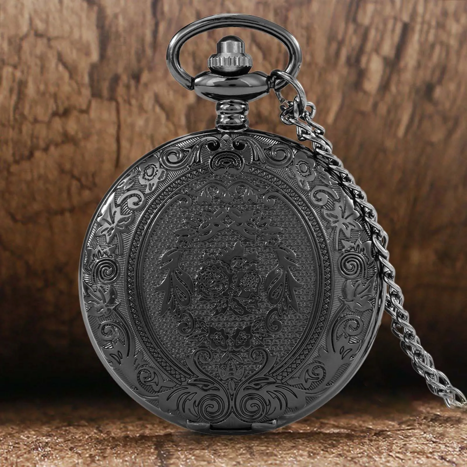 Quartz Pocket Watch n Women Floral Pattern Case Pendant Clock Gift for Friends Family Members