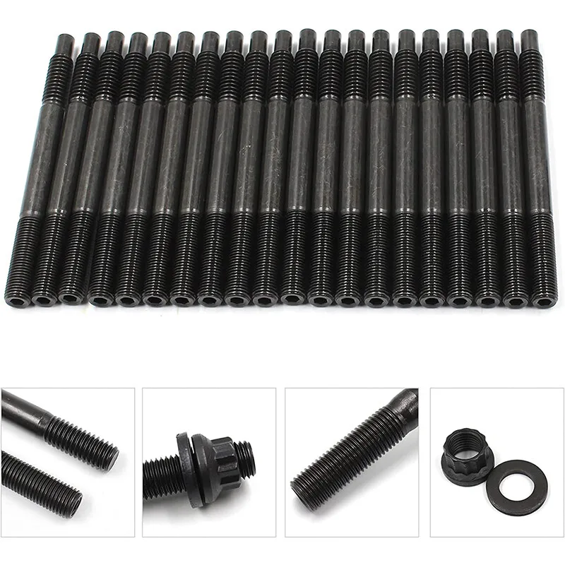 Cylinder Head Stud Kit For 1999-2003 Silverado Sierra GM Trucks 4.8L 5.3L 6.0L 1997-2003 C5 Corvette Black LN-1002