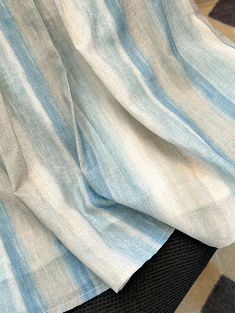 Sommer Streifen Gefärbt Chiffon Svel Top frauen Kept Sle Oberbekleidung Design Sinn runde Ne Regelmäßige Länge Koreanische Sle