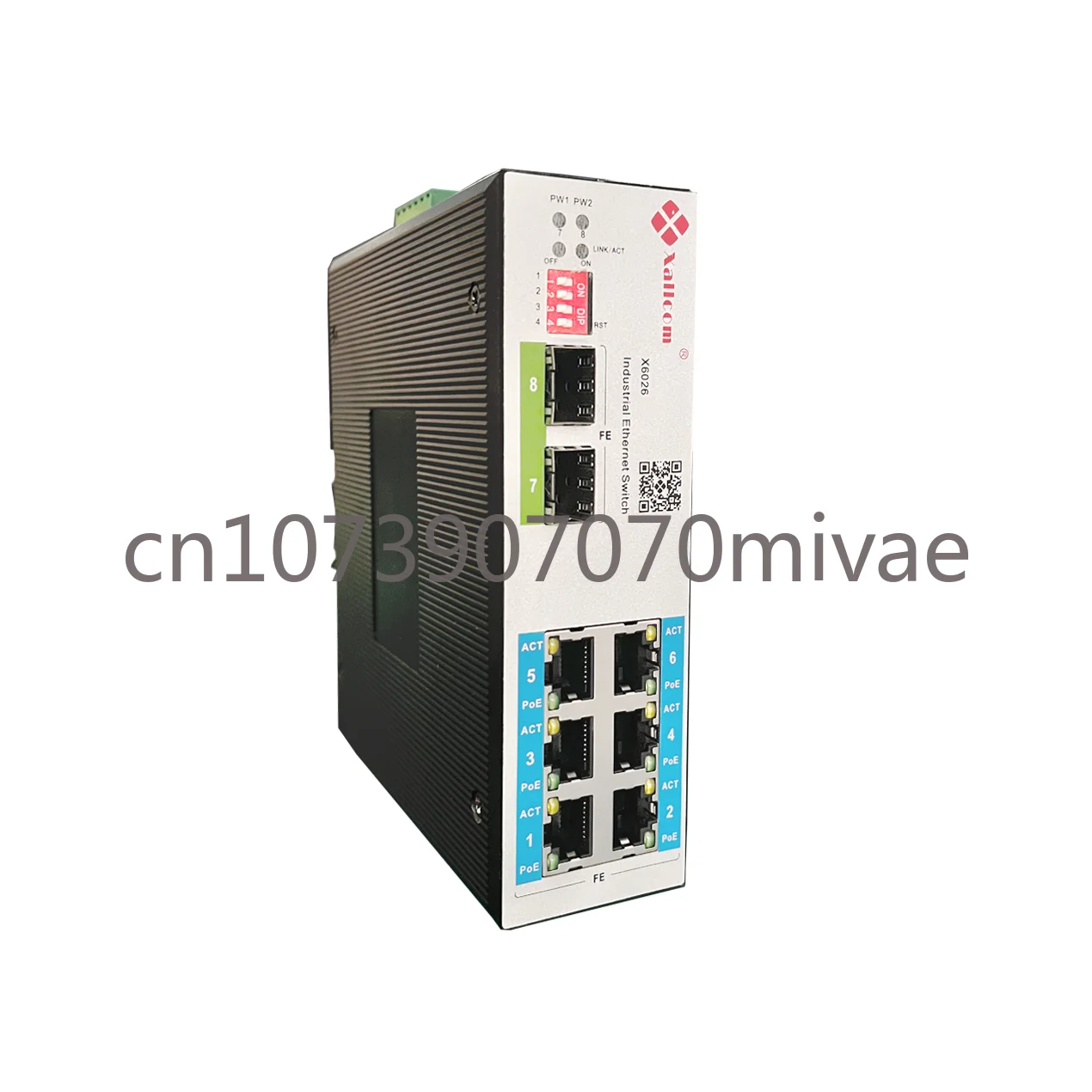 2 100M Fiber  6 100M Copper Ports PoE  DC48V IP40 Aluminum Smart Unmanaged Industrial Ethernet Network Switch