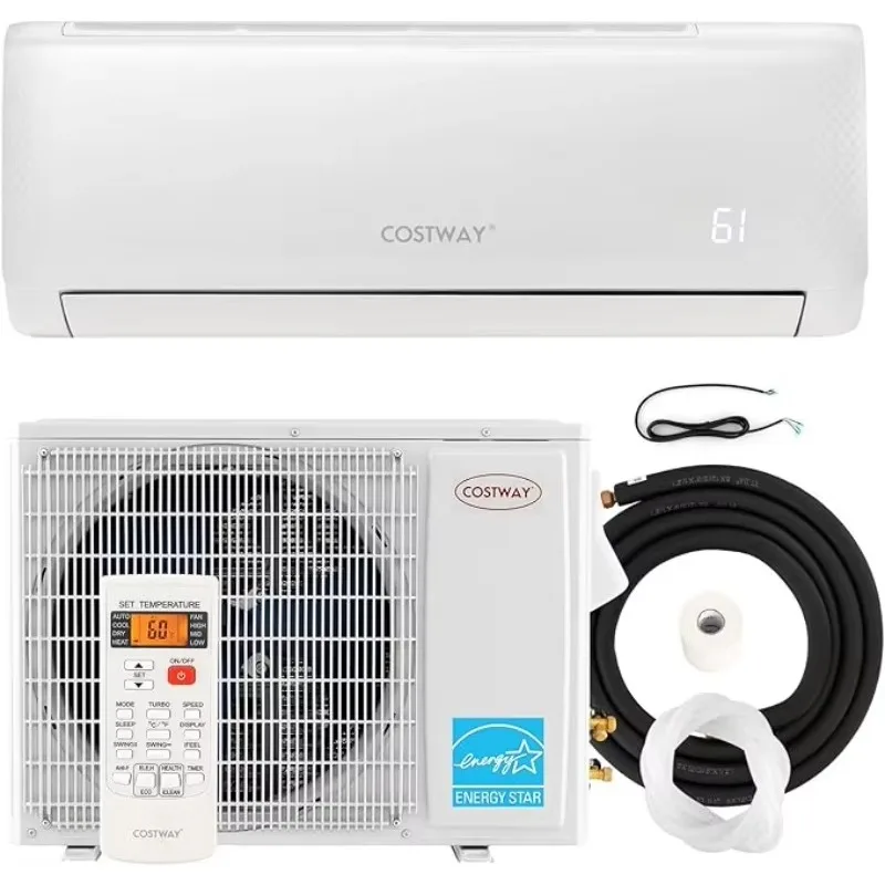 Mini aire acondicionado dividido de 12.000 BTU, con bomba de calor, Energy Star, inversor 21 SEER2, temporizador de 24 horas, limpieza automática