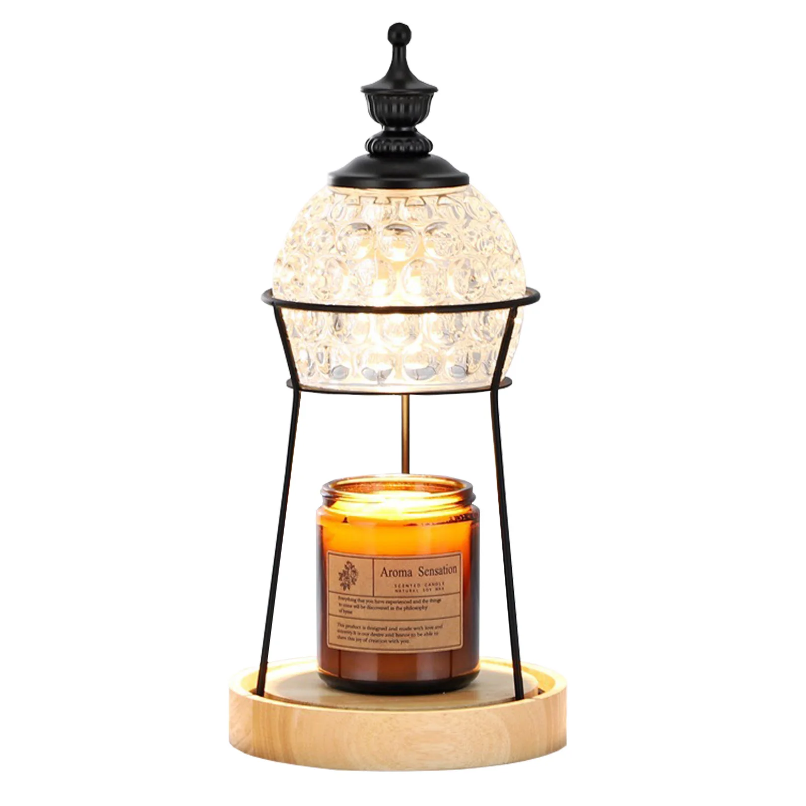 110V/220V Electric Candle Warmer Wax Melting Light Creative Aromatherapy Table Wooden Base Bedside Decor Lighthouse Candle Lamp