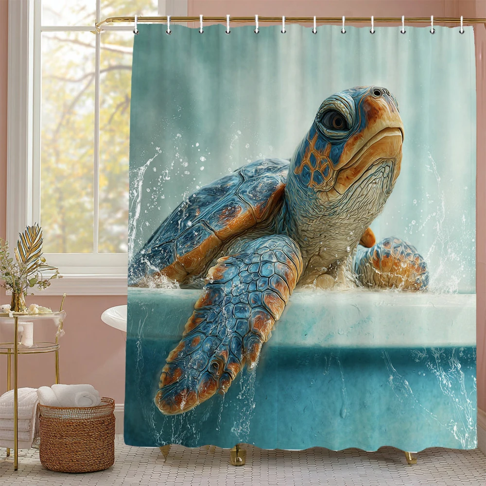 

Underwater World Sea Turtle Shower Curtain, Bathroom Decorative Shower Curtain, Print polyester fabric Shower Curtain with Hooks