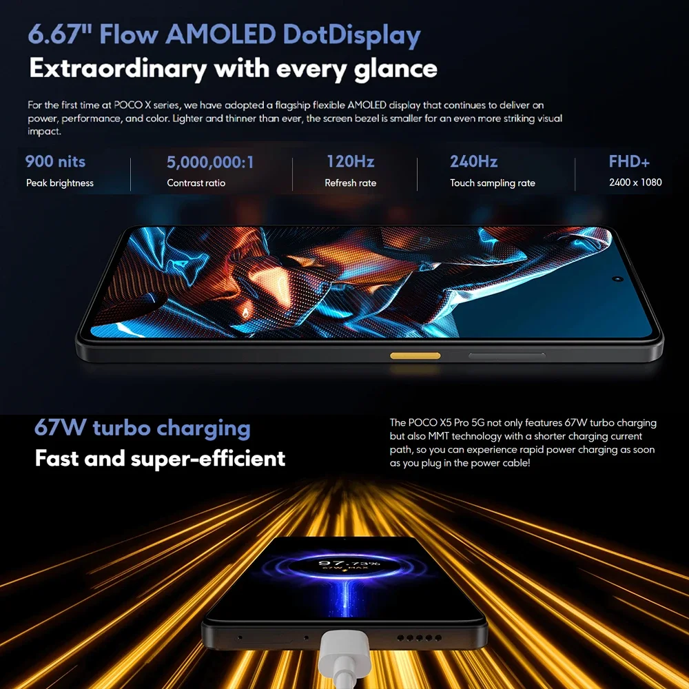Poco-スマートフォンx5Pro,5g,128GB/256GB,108MP,NFC,スマートフォン,snapdragon 778g,120hz