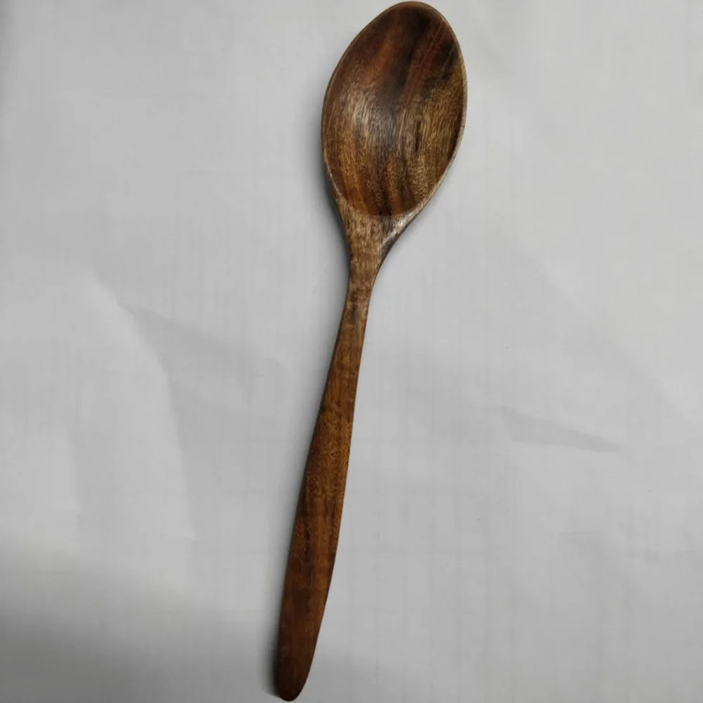 

Wooden Soup Spoon Vintage Curved Handle Bamboo Flatware Non-Toxic Safe For Cups Dishes Bowls Easy Cleaning Travel Camping