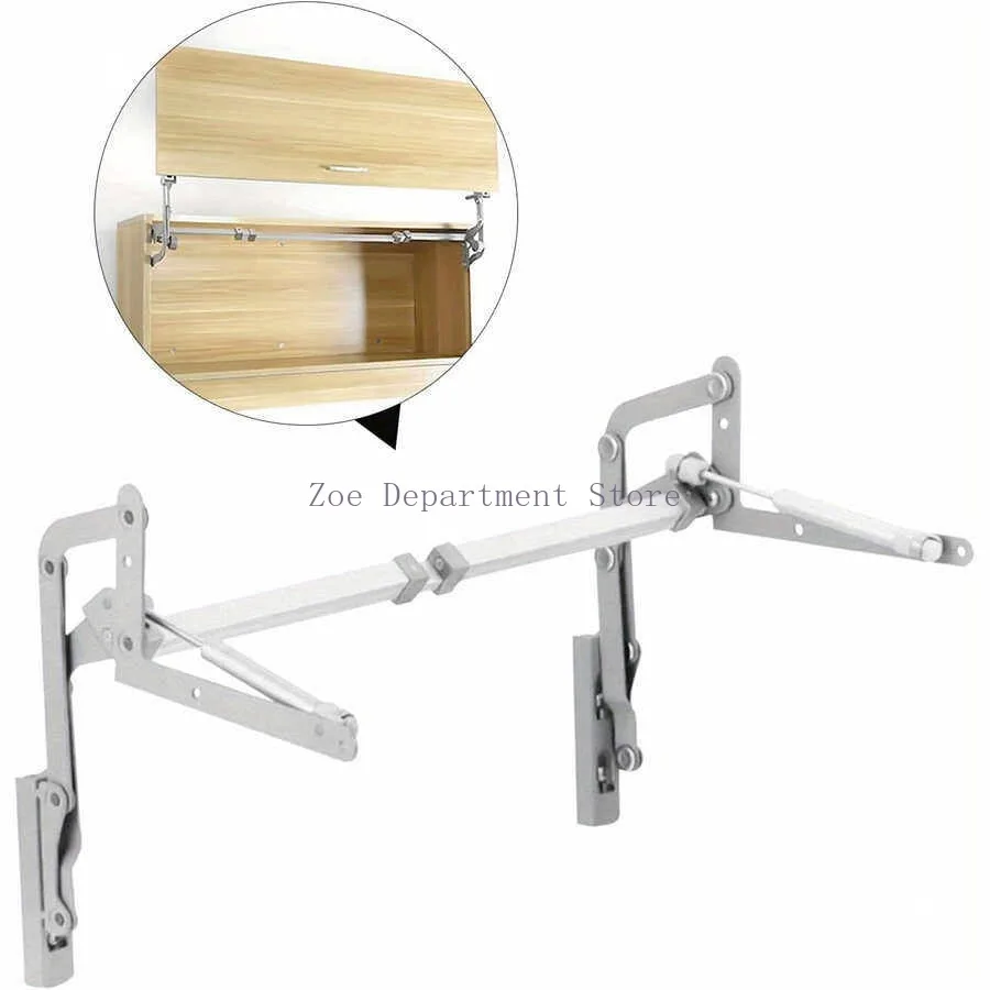 1 set Folding Lift Desk Bracket, Cabinet Door Hinge, Flat Slide Support for Cabinets with Lift Buffer Pneumatic Rod Holder