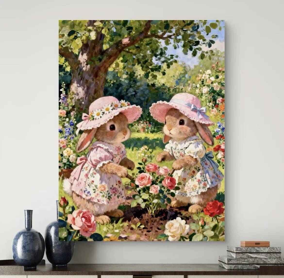 9CT 14ct Grow Flowers Rabbits Printed Kit Cross Stitch Embroidery DIY Needlework Home Decor Crafts With Needles Threads 78 Color