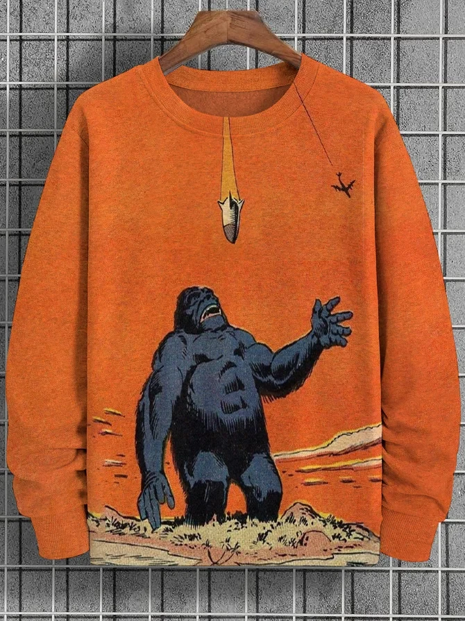 Japanese Art Hoodied Men's Sweatshirts Pullovers Funny cat gorilla robot 3D Printed Casual Long Sleeve Hoodies Men Clothing Tops