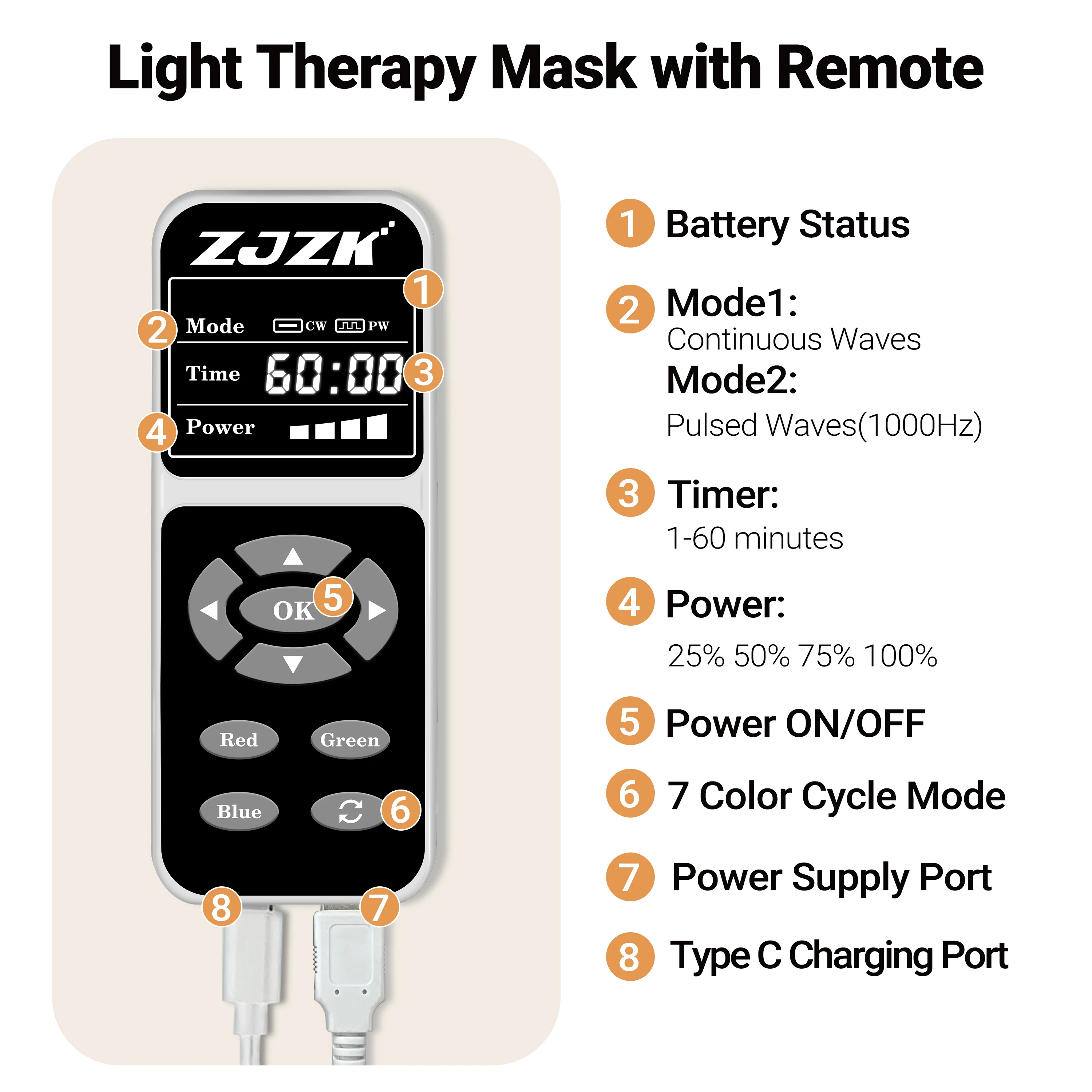 ZJZK-ライトLEDフェイスマスク,赤外線療法,850nmx330chips, 940nmx330chips,しわ,落ち着いた,肌,改善,トーン,660nmx330chips