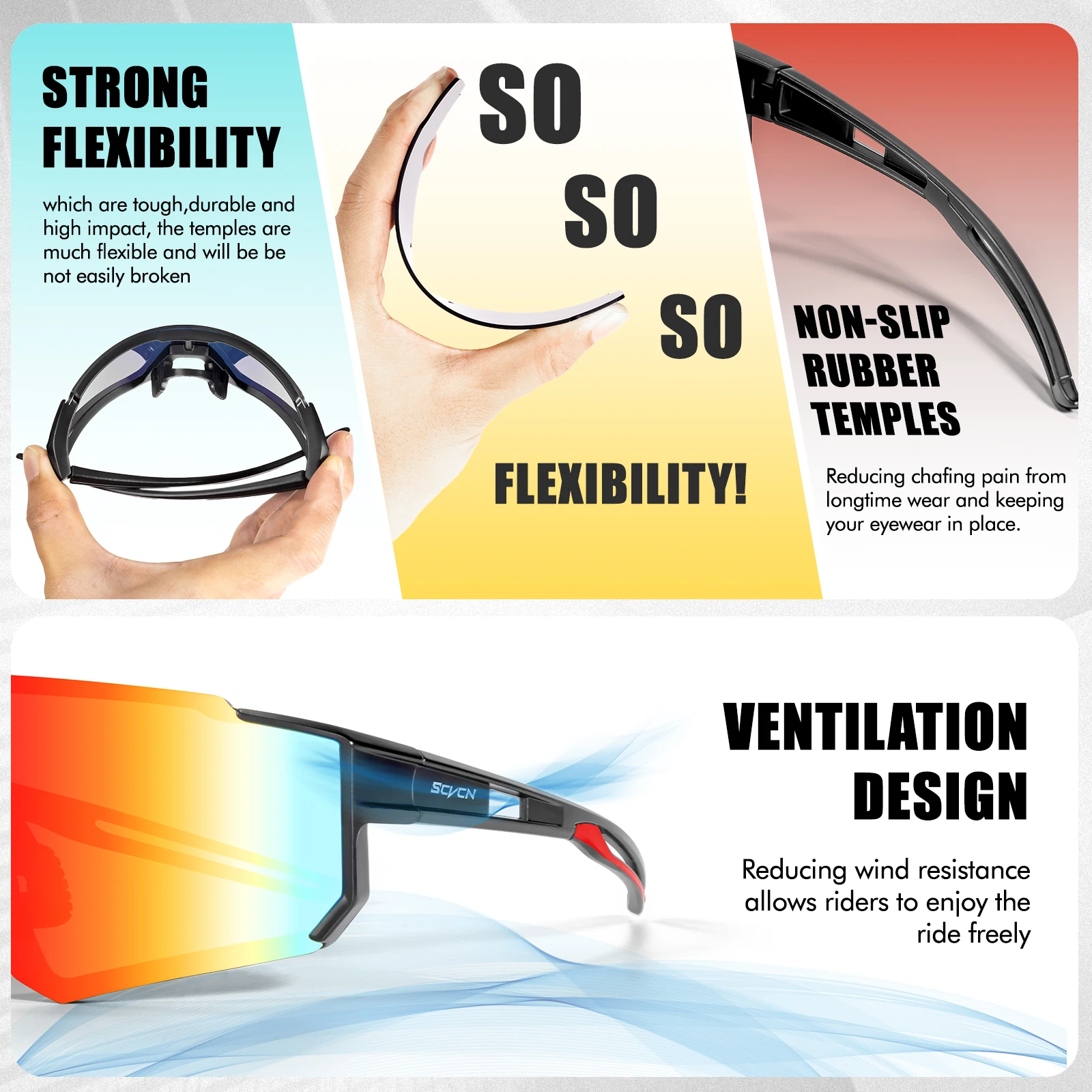 SCVCN New Cycling Sunglasses Road Outdoor Driving Bike Glasses Men Women Sports Mountain Climbing Bicycle Cycling UV400 Eyewear image 5