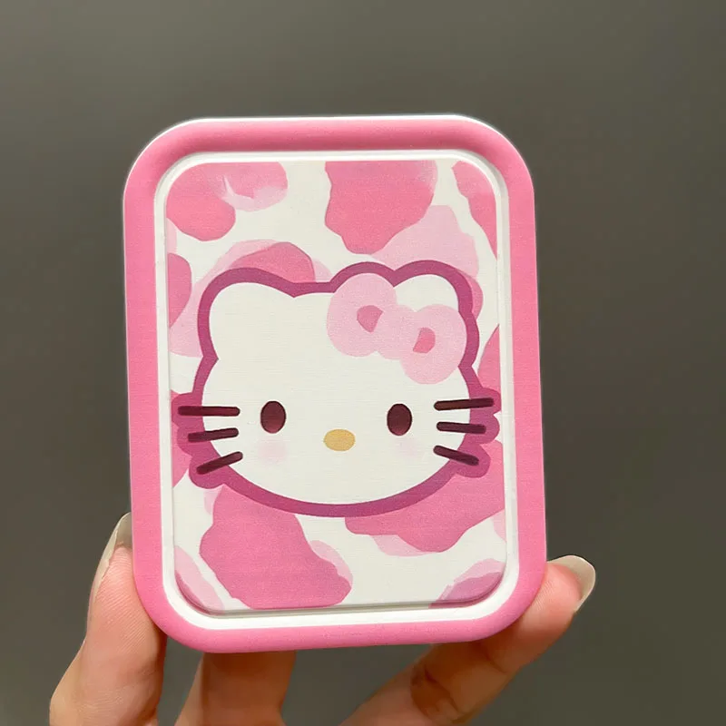 Kawaii Sanrio Anime Foldable Double-Sided Mirror Cute Hello Kitty Cartoon Portable Non-Slip Student Makeup Mirror Gift for Girls