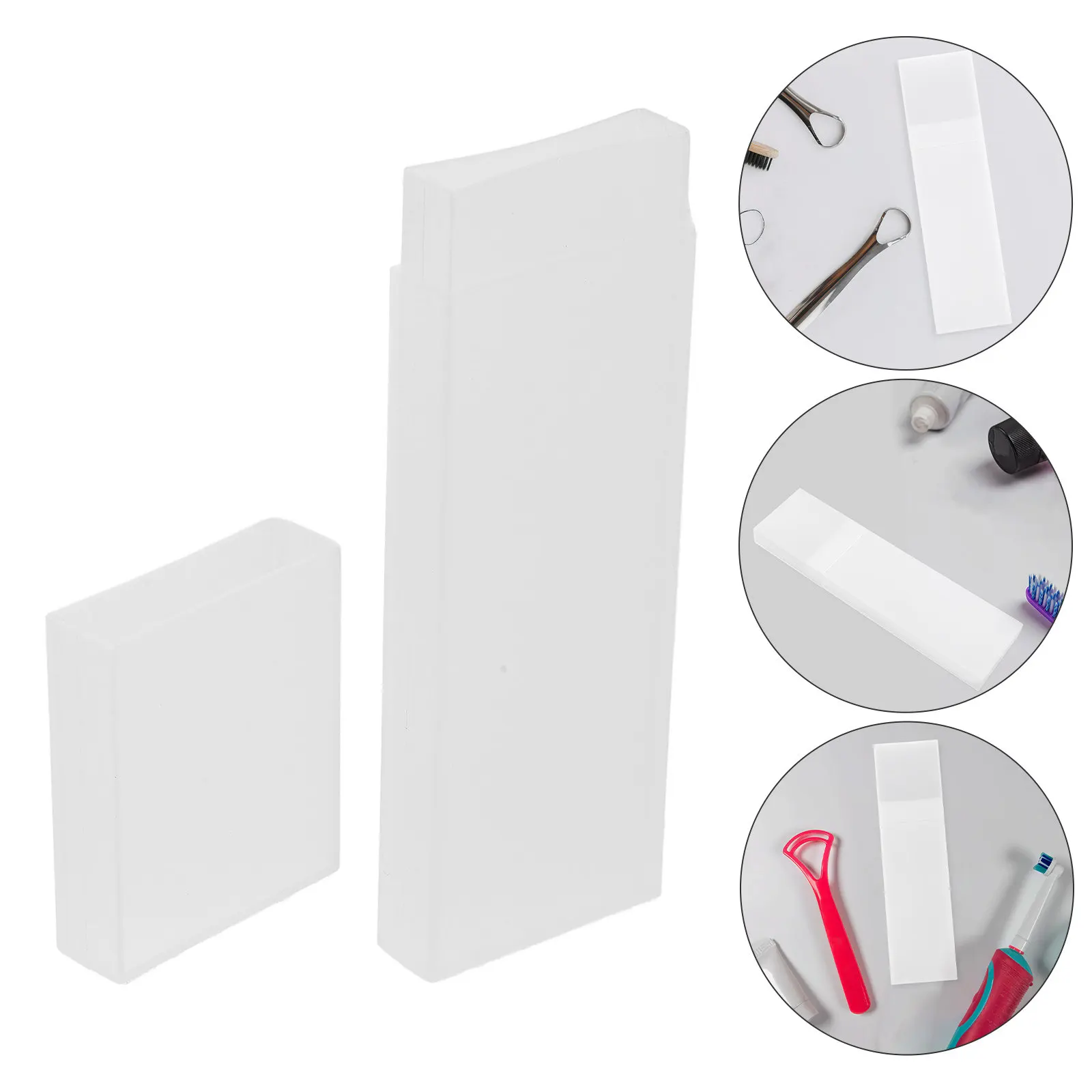 Tongue Scraper Box Sleek White Plastic Tongue Cleaning Tool Container Portable Lightweight Organizer for Home Outdoor Travel Use