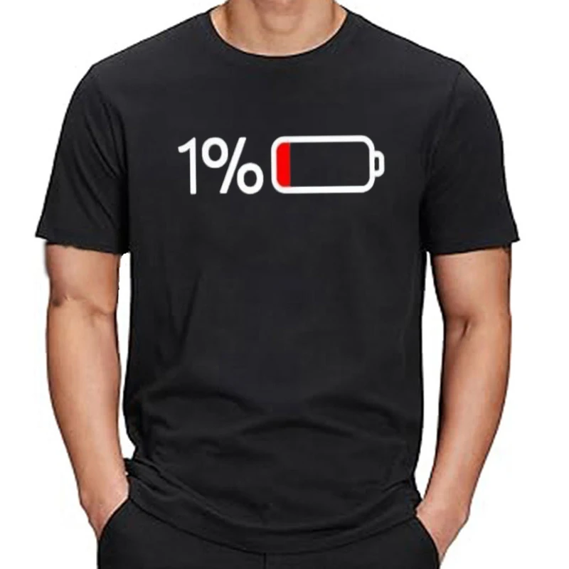 T-shirt humoristique à faible consommation d'énergie, avec batterie 1%-1%