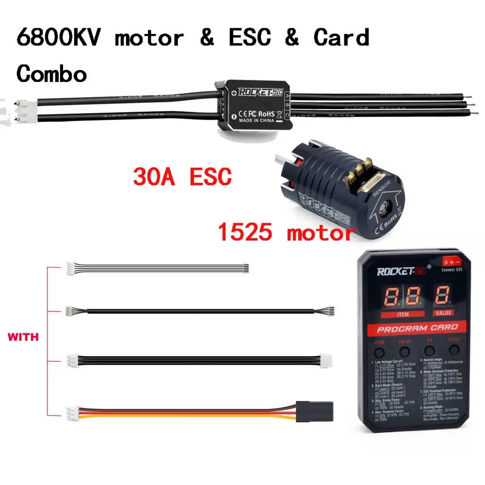 ROCKET-RC Kiwami 30a Esc Mini1525 3500/4500/5500/6800kv Motor Sensorloze Borstelloze Combinatie Voor 1/28 1/27 Schaal Rc Auto 'S Muggenwagens