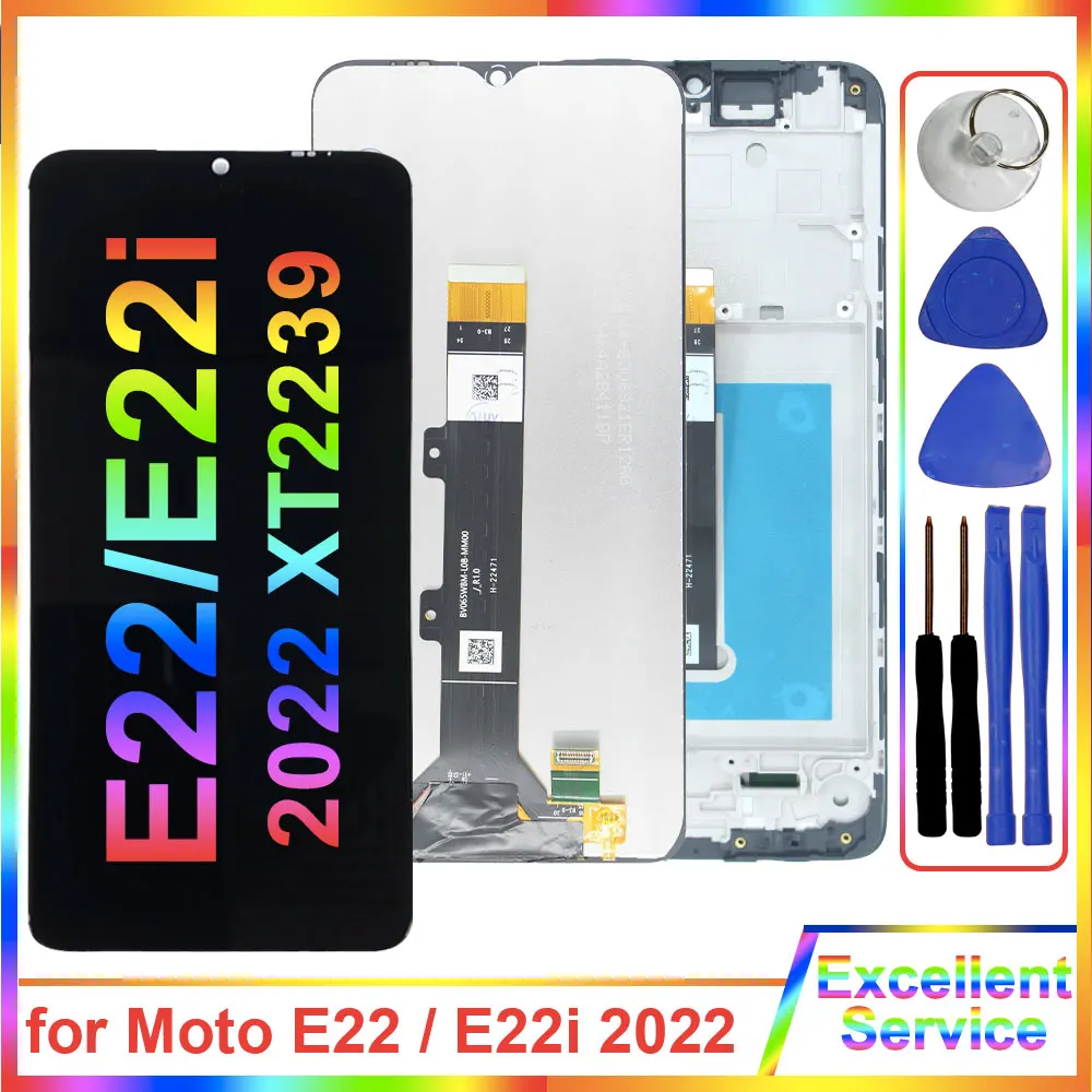 AMOLED LCD for Motorola Moto E22 E22i LCD Display Touch Screen Digitizer Assembly Replacement With Frame for Moto E22i Phone LCD