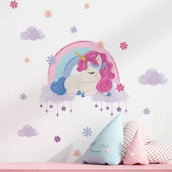 Cartoon Cute Unicorn Luminous Wall Stickers Baby Girls Room Decor Sticker Pony Wall Decals for Kids Room Nursery Wall Decoration