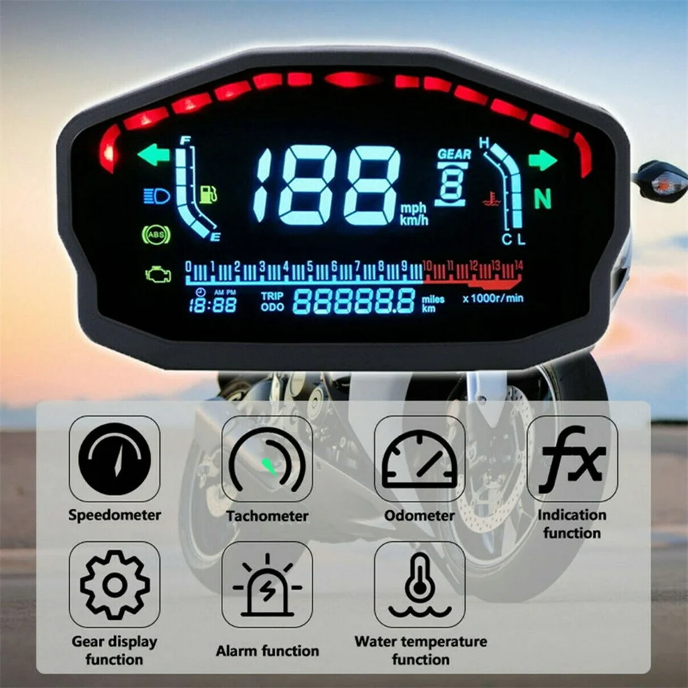 Motorcycle Universal LED LCD Speedometer Digital Backlight Odometer For 2,4 Cylinders For BMW Honda Ducati Kawasaki Yamaha