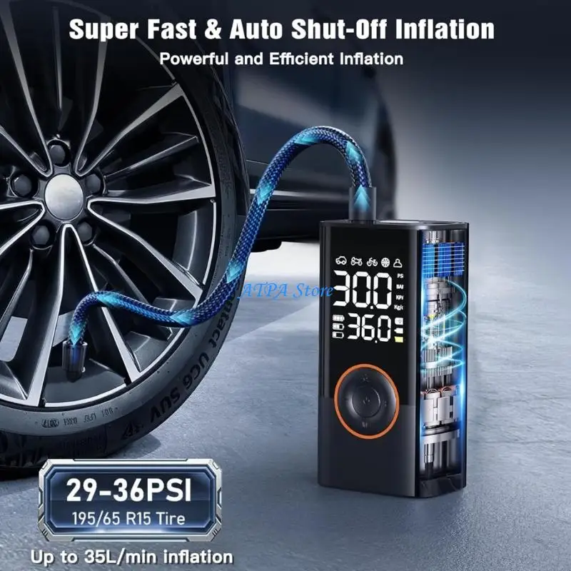 U13C Multipurpose 25L Min 150PSI Electric Tire Inflator Air Compressor Pump For Cars Bikes Motorcycles Sports Balls Camping