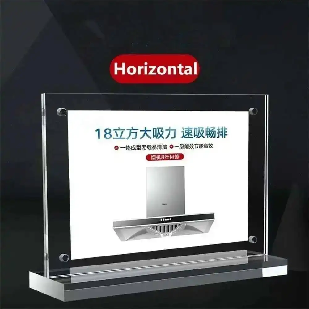 Magnetic Double-sided T-type A4 Acrylic Bracket Business Card Display Stand Menu Paper Photo Frame