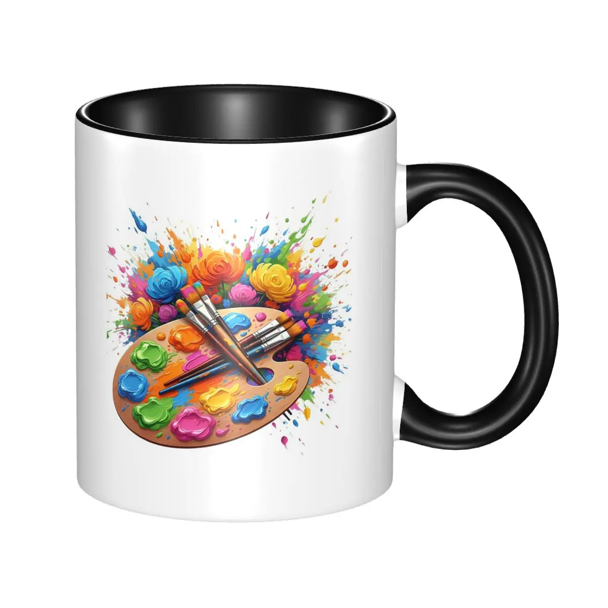 Splatter Paint Colorful Brush Strokes Design Mug Funny Ceramic Coffee Cups Tea Mugs Milk Cup Drinkware Gifts for Woman Man