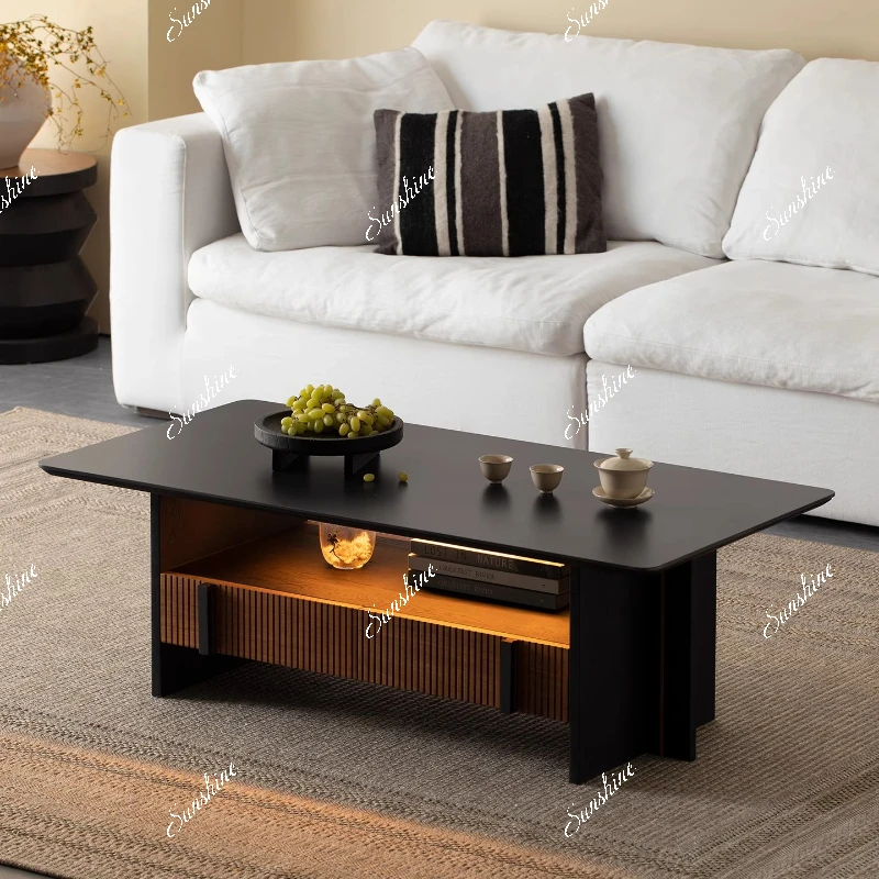 

Living room modern simple solid wood rock slab coffee table simple storage tea table