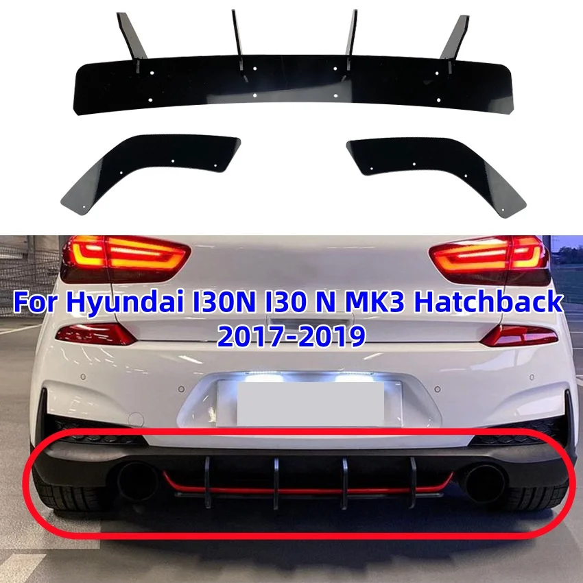 

Car Rear Bumper Lower Diffuser Lip Body Kit Side Splitters Spoiler For Hyundai I30N I30 N MK3 Hatchback 2017-2019 Style Body Kit
