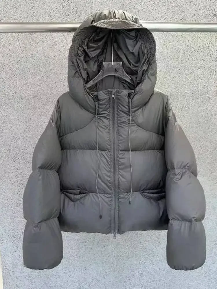 

Streetwear White Duck Down Outwear Women Thick Hooded Down Jacket Autumn Winter Warm Short Puff Down Jacket Female