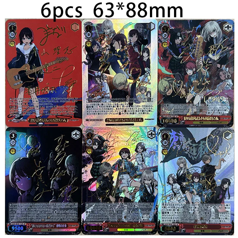 6pcs/set GIRLS BAND CRY ISERI NINA Kawaragi  Momoka Rupa DIY self-made Color Flash Card Anime Game Collection Card Gift 63*88mm