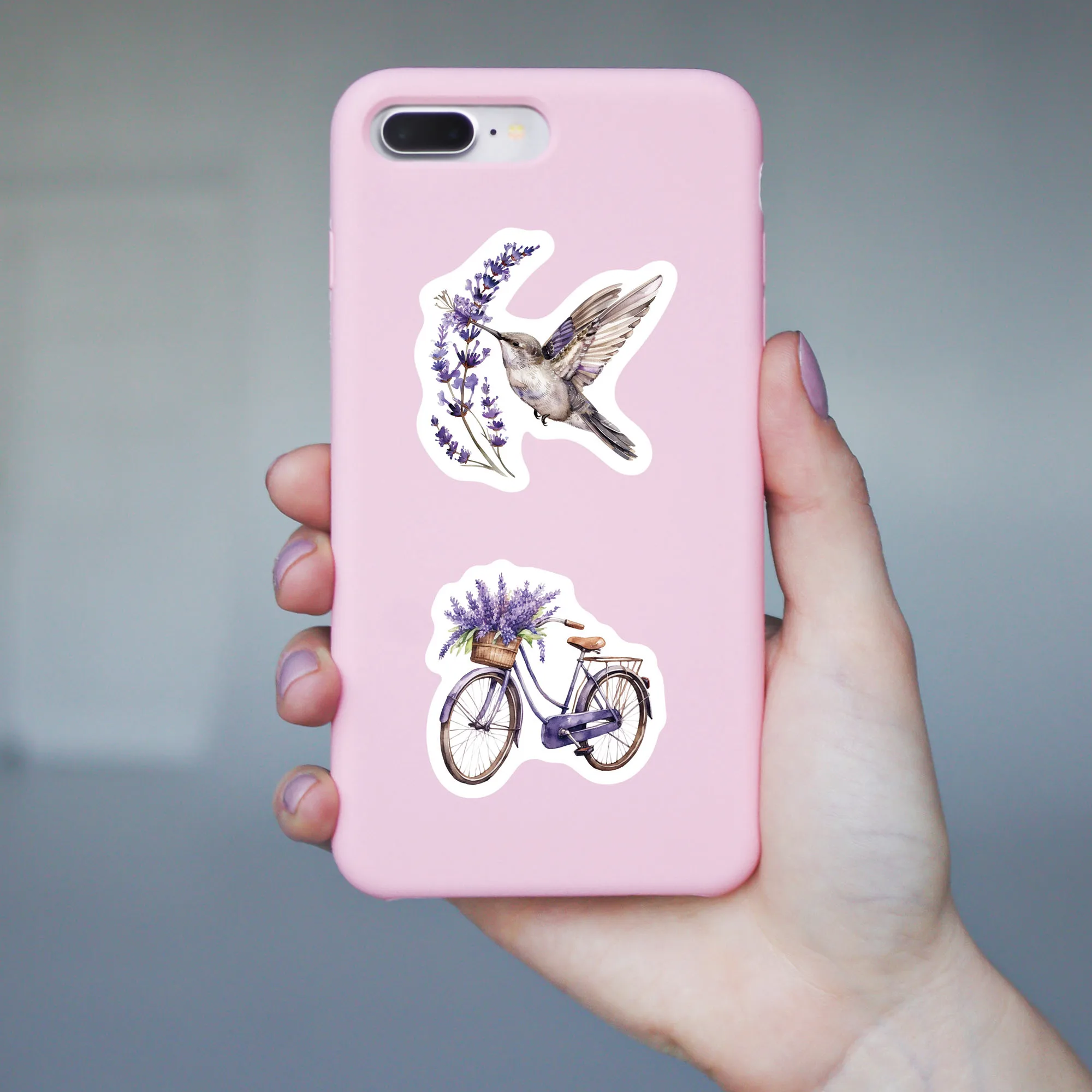 50 Pack Lavender Stickers – Synthetic Paper, Waterproof, Tear-Resistant, Reusable, UV Printed – for Journaling, Scrapbooking