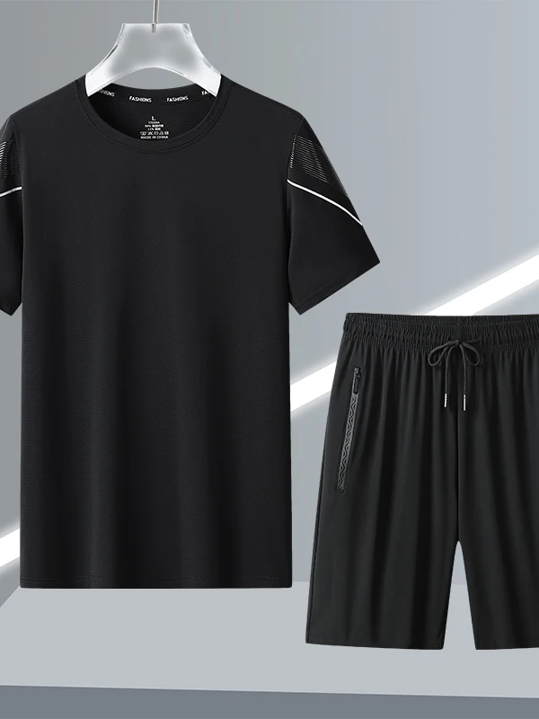 

2025 Summer New Running Sportswear Men's plus Size Set Sport ort Sve T Qui Dry Five-Quarter orts Two-Piece Set